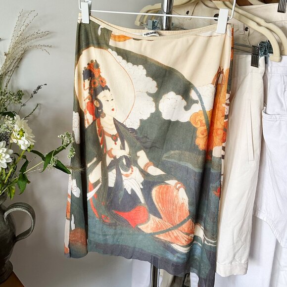 Rare Vintage Vivienne Tam Kuan Yin Buddha 90's Skirt Designer Size 2 M - Picture 7 of 8
